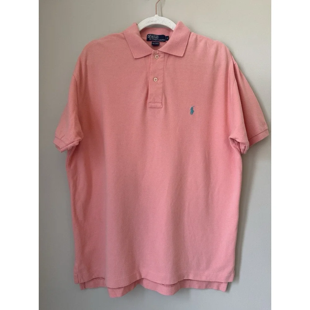 Polo By Ralph Lauren Polo Shirt Men's Coral Polo Turquoise Pony SZ Medium